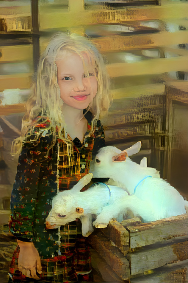 cute girl with lamb