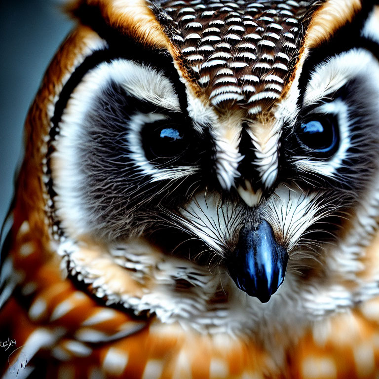 Great Horned Owl with Intense Blue Eyes and Vivid Plumage