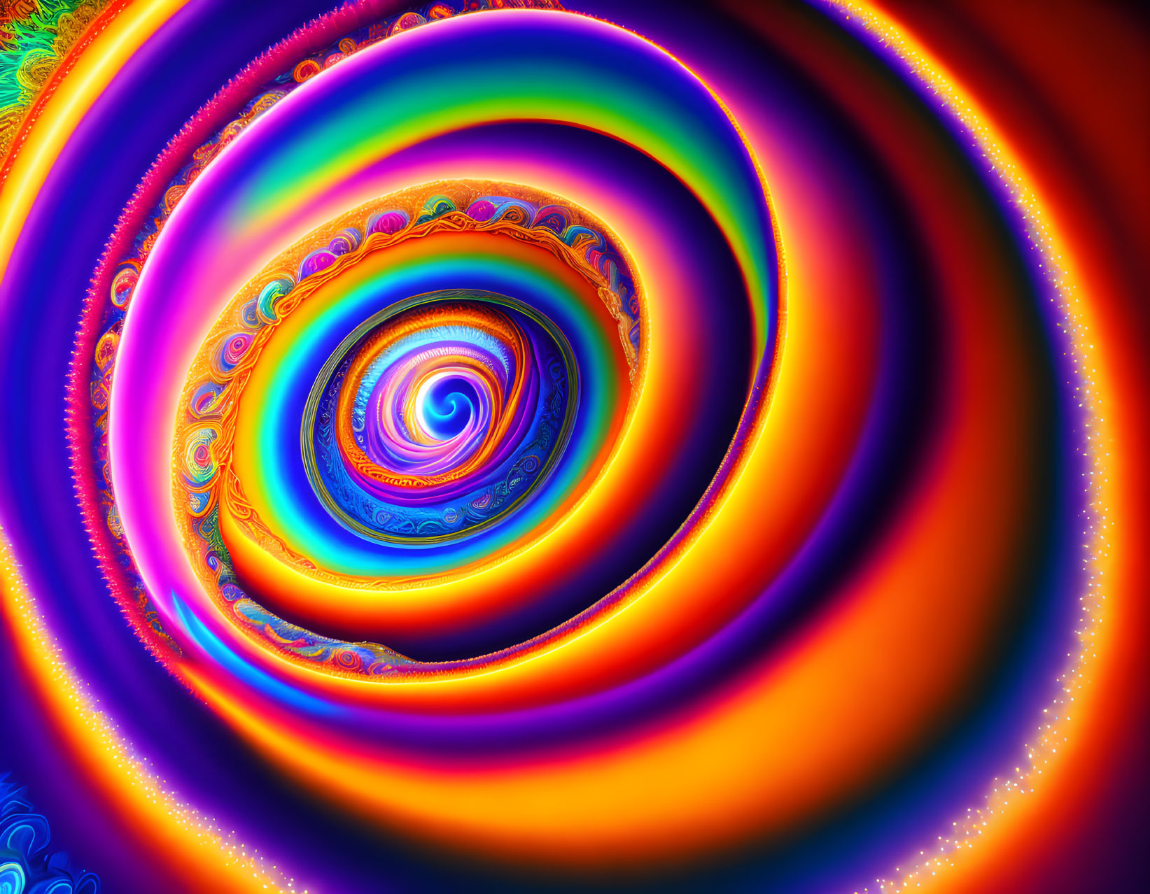 Colorful Fractal Image with Circular Patterns in Purple, Blue, Red, and Orange