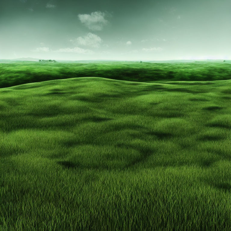 Tranquil Green Hillside Under Soft Cloudy Sky