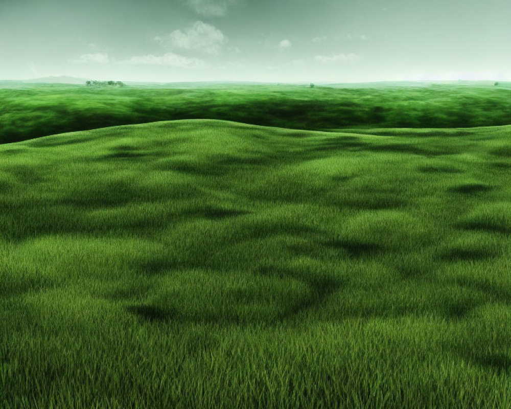 Tranquil Green Hillside Under Soft Cloudy Sky