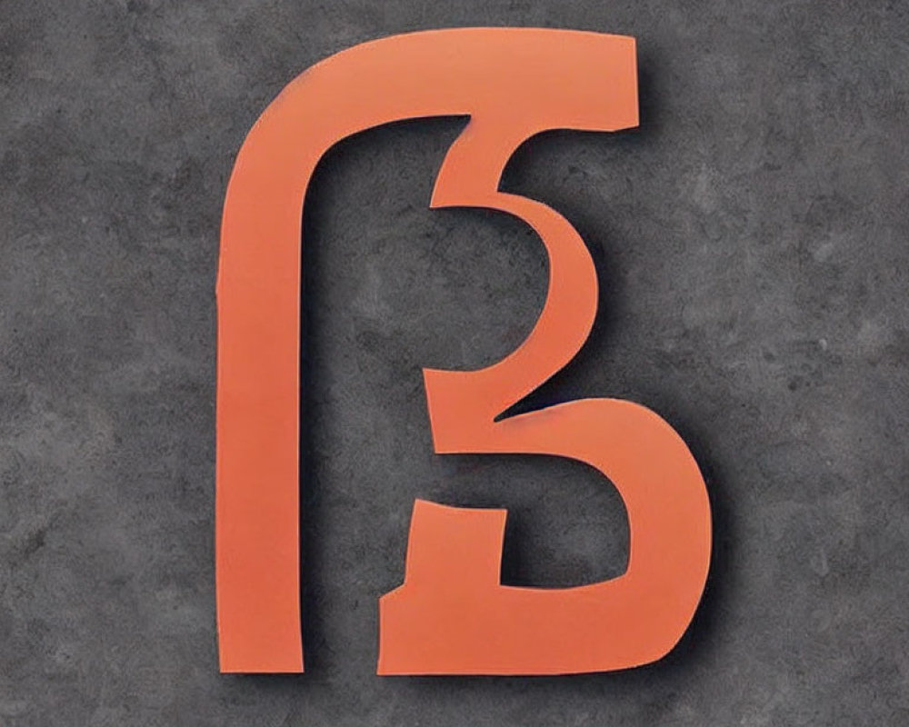 Bold Orange Letter "B" on Textured Grey Background