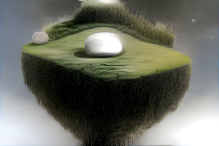 small floating island with green emptiness