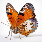 Colorful Butterfly with Orange, Black, and White Wings on Light Background