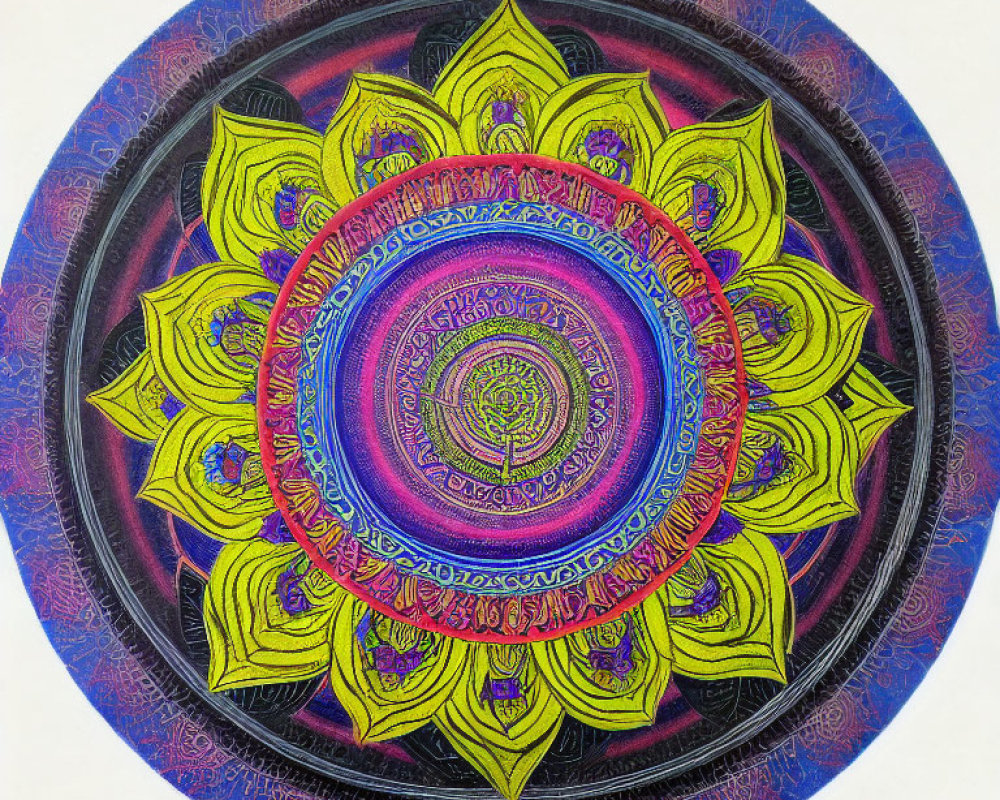 Colorful Mandala with Intricate Patterns and Textured Background