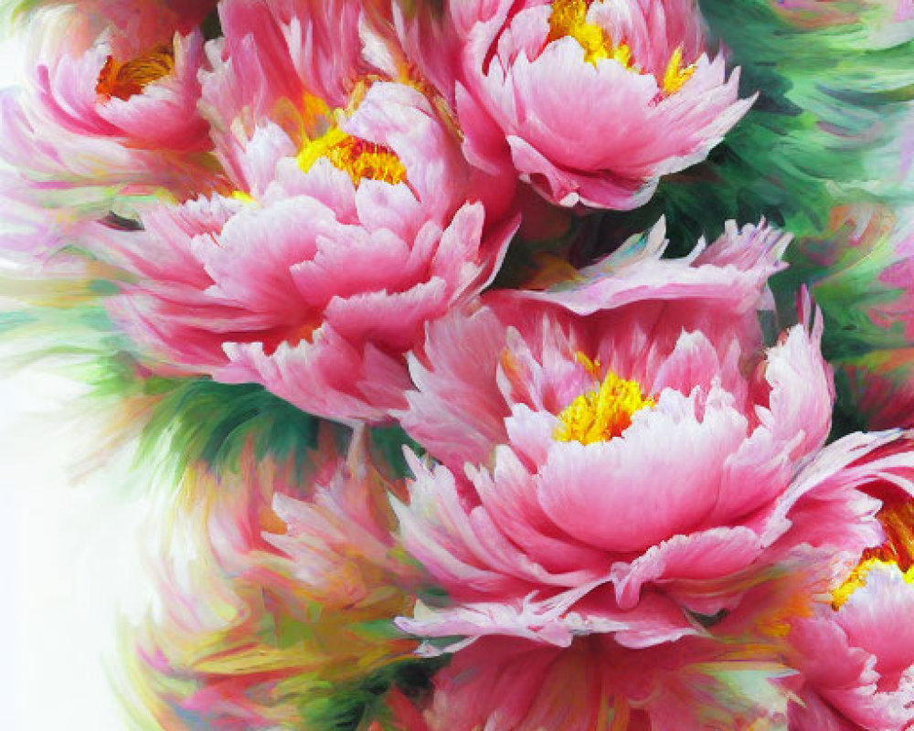 Pink peonies in dark vase on pale background