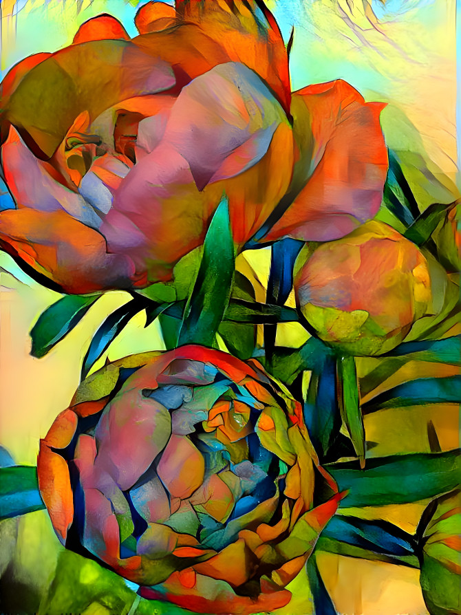 STAINED PEONIES