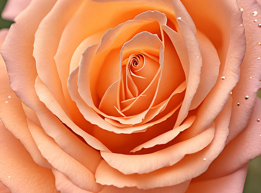 Delicate peach-colored rose with water droplets on soft petals