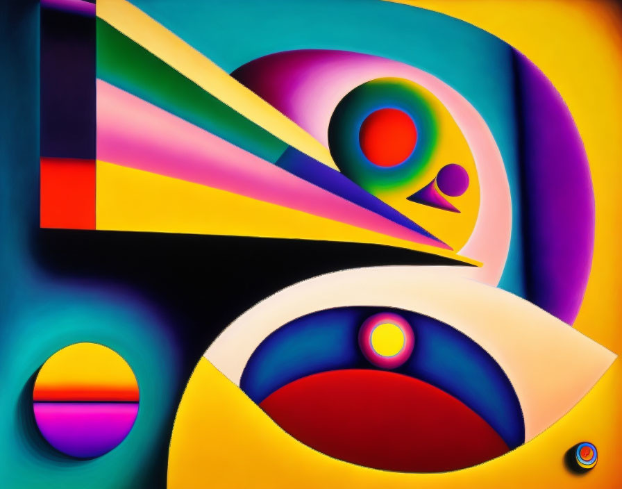 Vibrant Abstract Painting with Geometric Shapes and Smooth Gradients