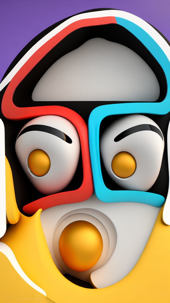 Vibrant abstract art: stylized face with exaggerated features on gradient background