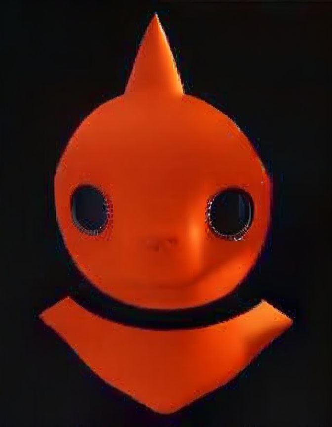 Cartoonish orange character with unique features