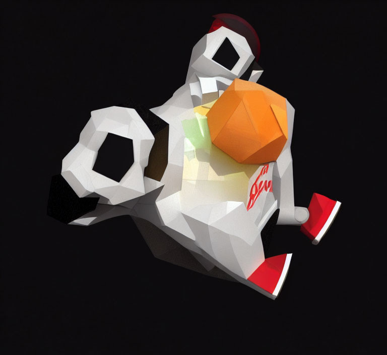 Stylized astronaut in low-poly digital art with popsicle