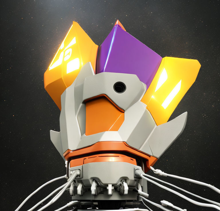 Colorful Geometric Robot Head on Starry Background