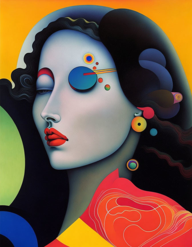 Colorful Surrealist Painting of Woman's Face