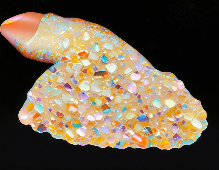 Vibrant Opal Specimen: Fiery Colors on Black Background