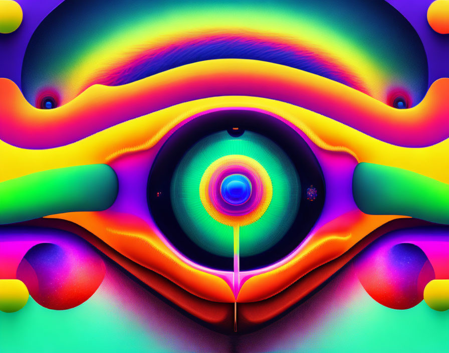 Colorful Abstract Art with Fluid Shapes and Eye-like Pattern