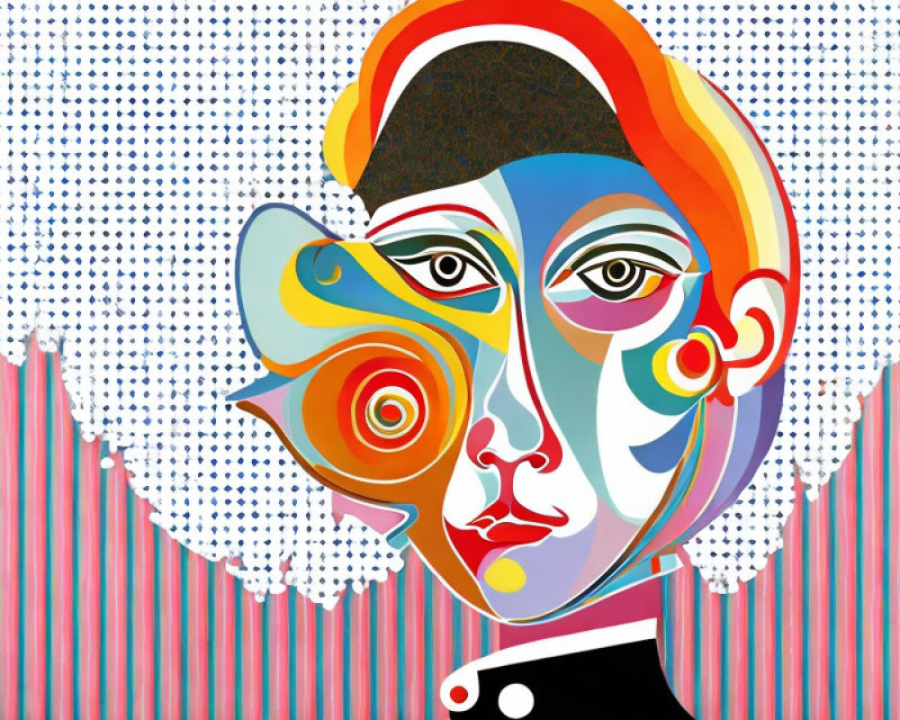 Vibrant Abstract Portrait with Disjointed Features & Patterns