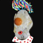 Colorful Turban and Rainbow Sunglasses on 3D-Rendered Clown Head