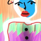 Colorful Abstract Portrait of Stylized Female Figure