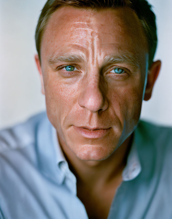 Close-up Portrait of a Mature Man with Blue Eyes