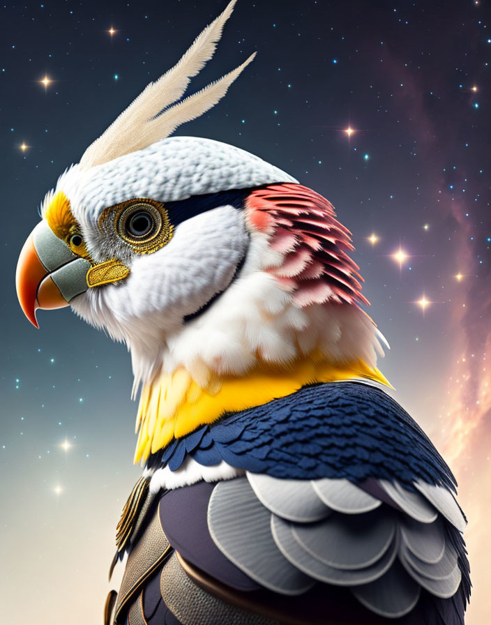 Majestic eagle illustration with cosmic backdrop.