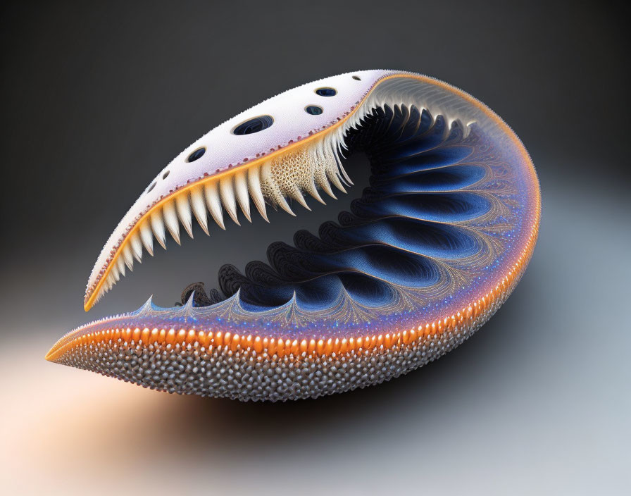 Abstract Bioluminescent Sea Creature with Serrated Edge in 3D Render