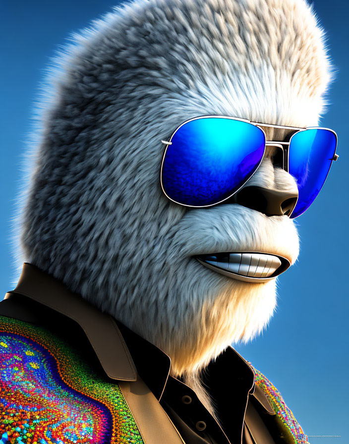 Stylized 3D illustration of anthropomorphic animal in aviator sunglasses