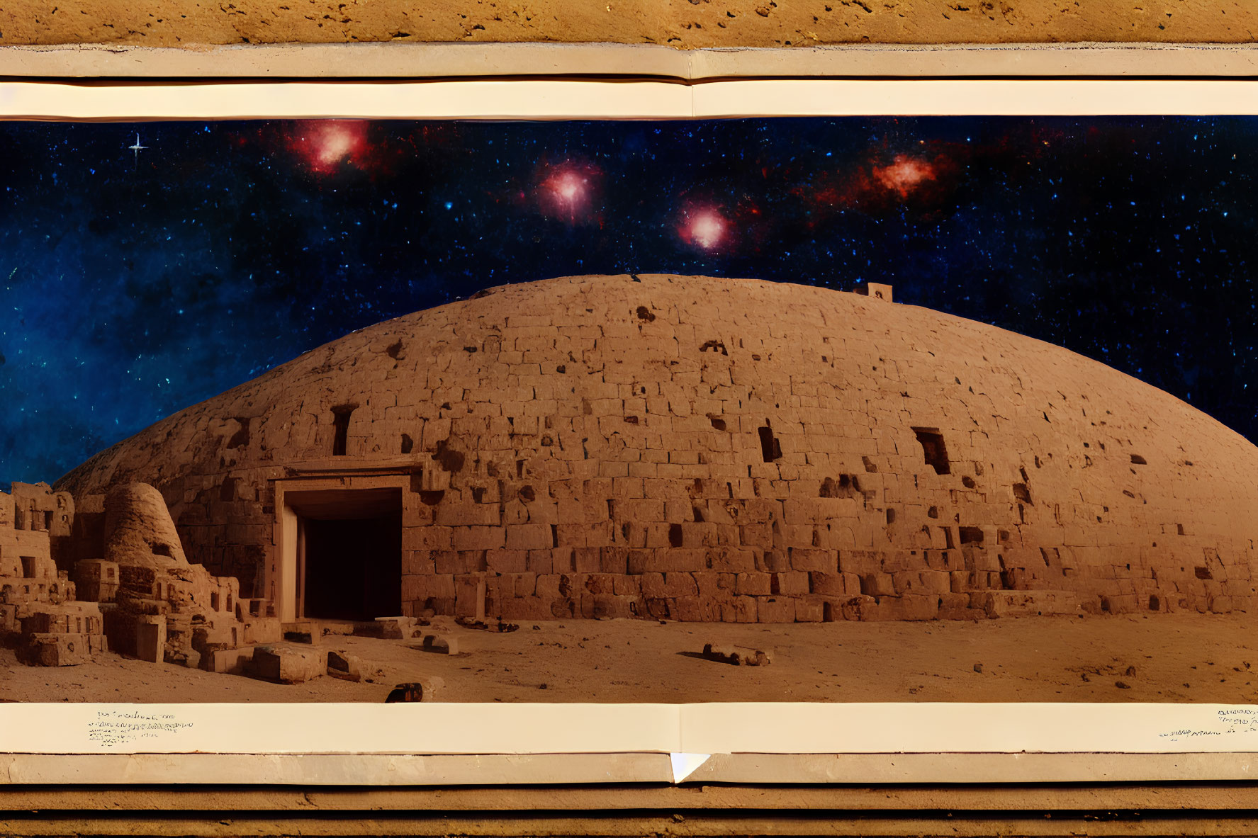 Ancient stone structure under starry night sky