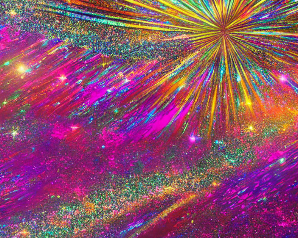 Colorful Particle Burst Artwork on Vivid Background