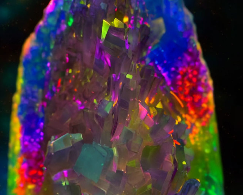 Colorful Geometric Crystals on Dark Background