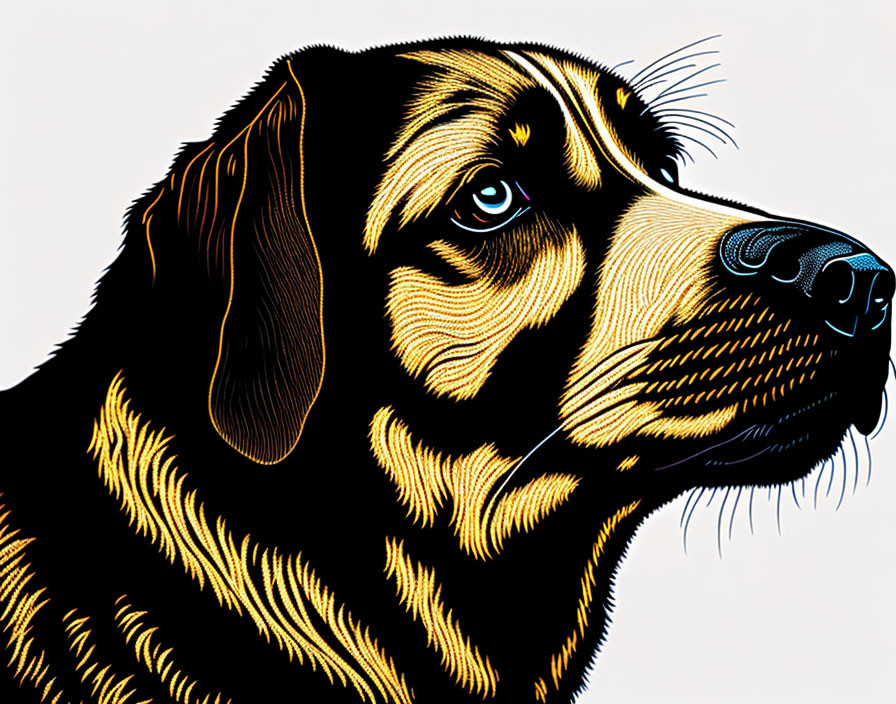 Detailed Labrador Retriever Illustration in Black and Golden Strokes