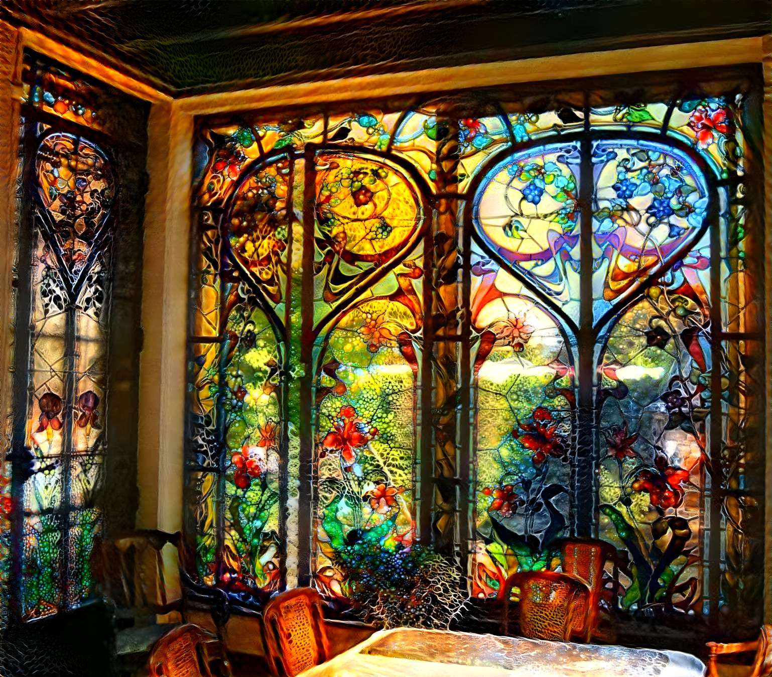 The painted glass