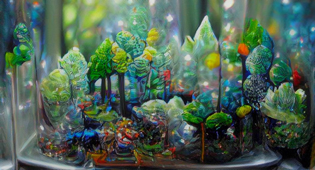 An enchanted forest made of glass