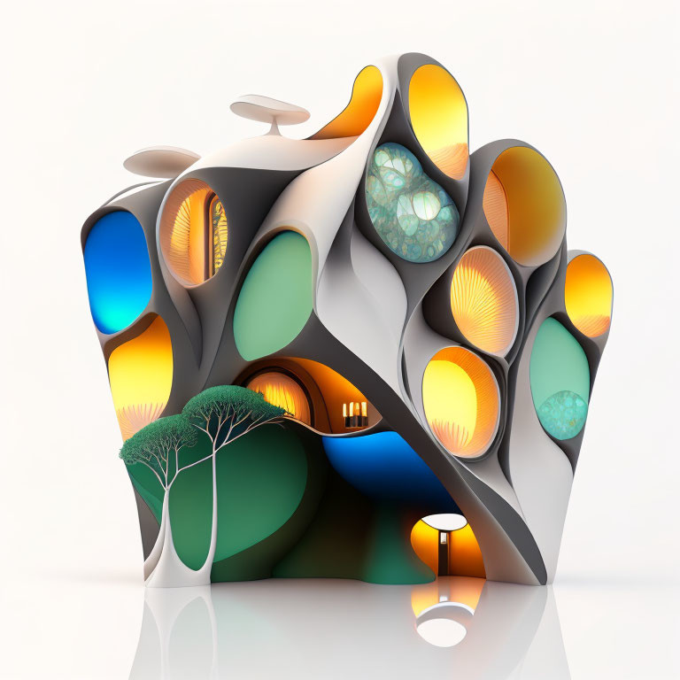 Futuristic Habitat with Organic Shape and Nature Elements