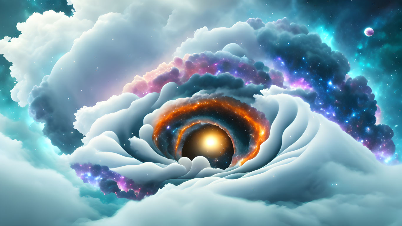 Colorful Cosmic Spiral Eye against Starry Sky with Mystical Vibes