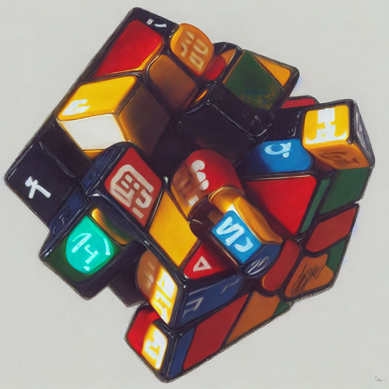 Partially Solved Rubik's Cube with Colorful Sides and Numbers