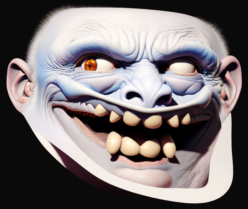 Stylized 3D Ape Illustration with Exaggerated Facial Features