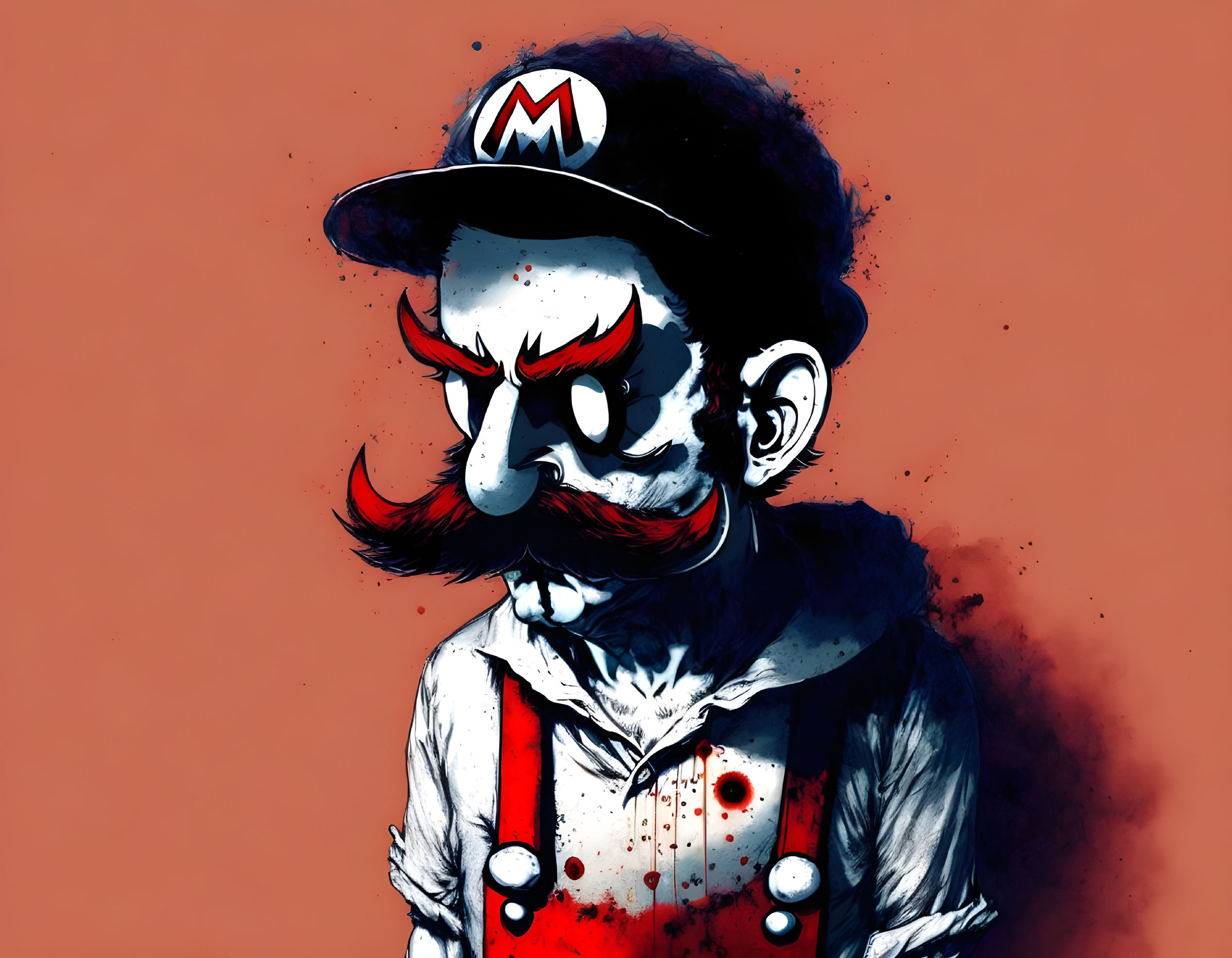 Sinister Mario interpretation with dark, edgy vibe