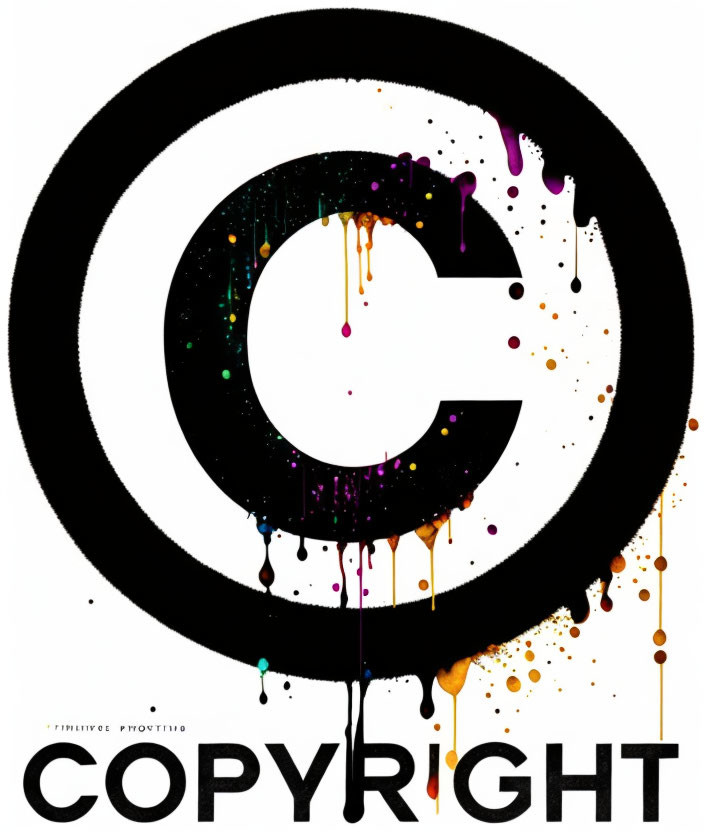 Colorful Paint Splatter Copyright Symbol on White Background