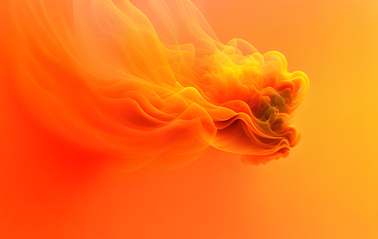 Vibrant orange and yellow abstract shapes on gradient background