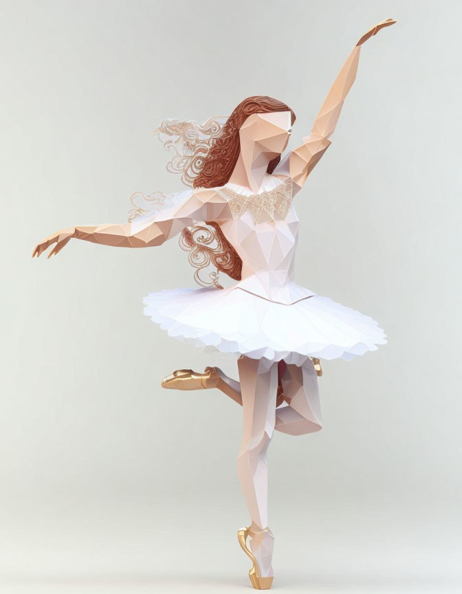 Polygonal Art Ballet Dancer with Tutu and Ballet Shoes