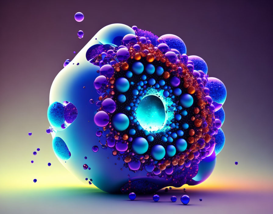 Colorful Glossy Bubbles 3D Rendering on Gradient Background