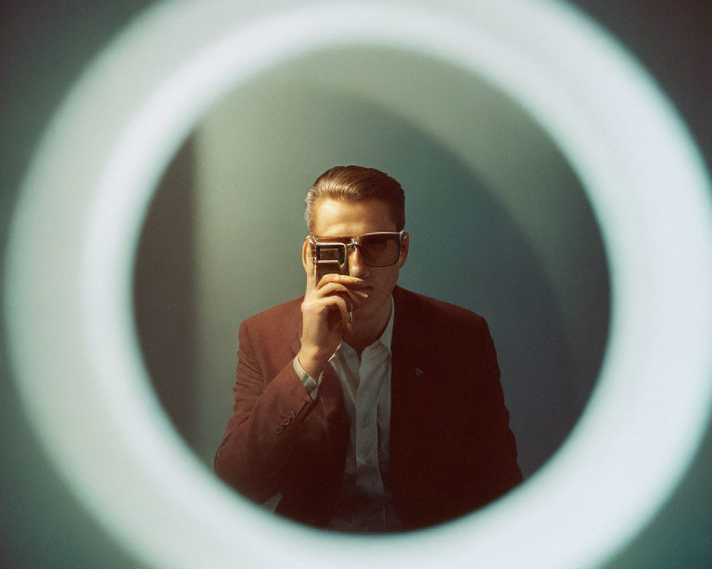 Man with Slicked-Back Hair and Sunglasses Creates Tunnel Vision Photo