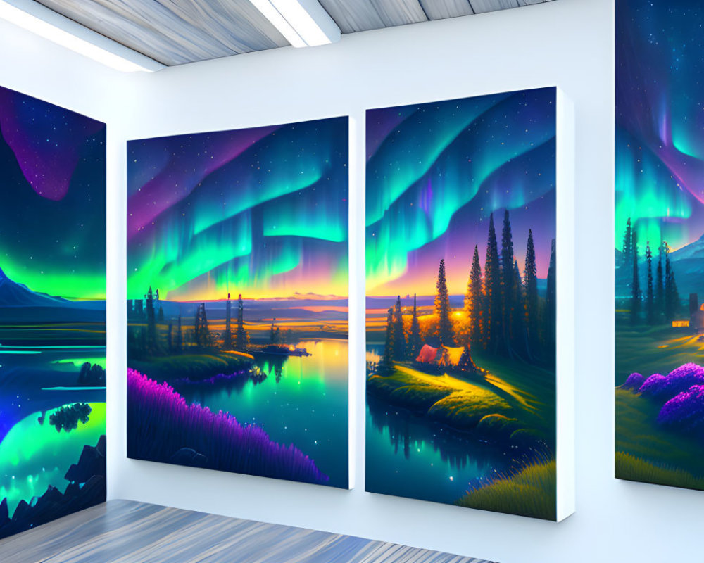 Scenic Aurora Mountain Landscape Wall Art