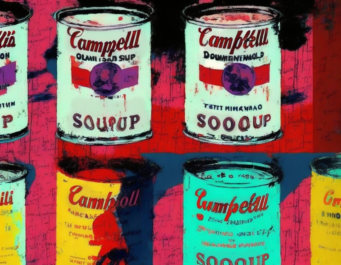 Colorful Campbell's Soup Cans Pattern in Pop Art Style