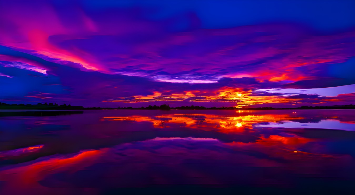 Vivid Purple and Orange Sunset Reflection on Water