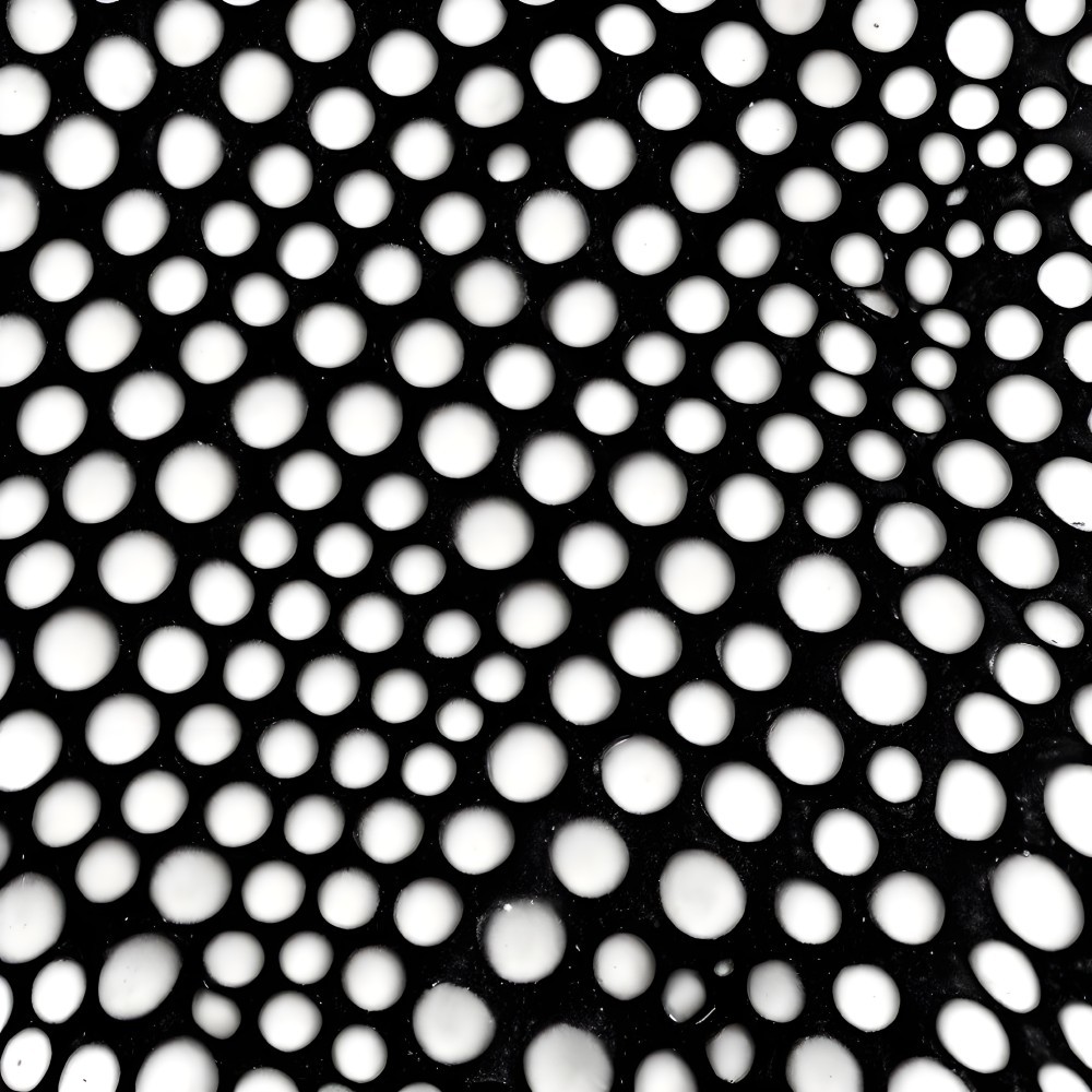 Detailed close-up of white dots on black surface