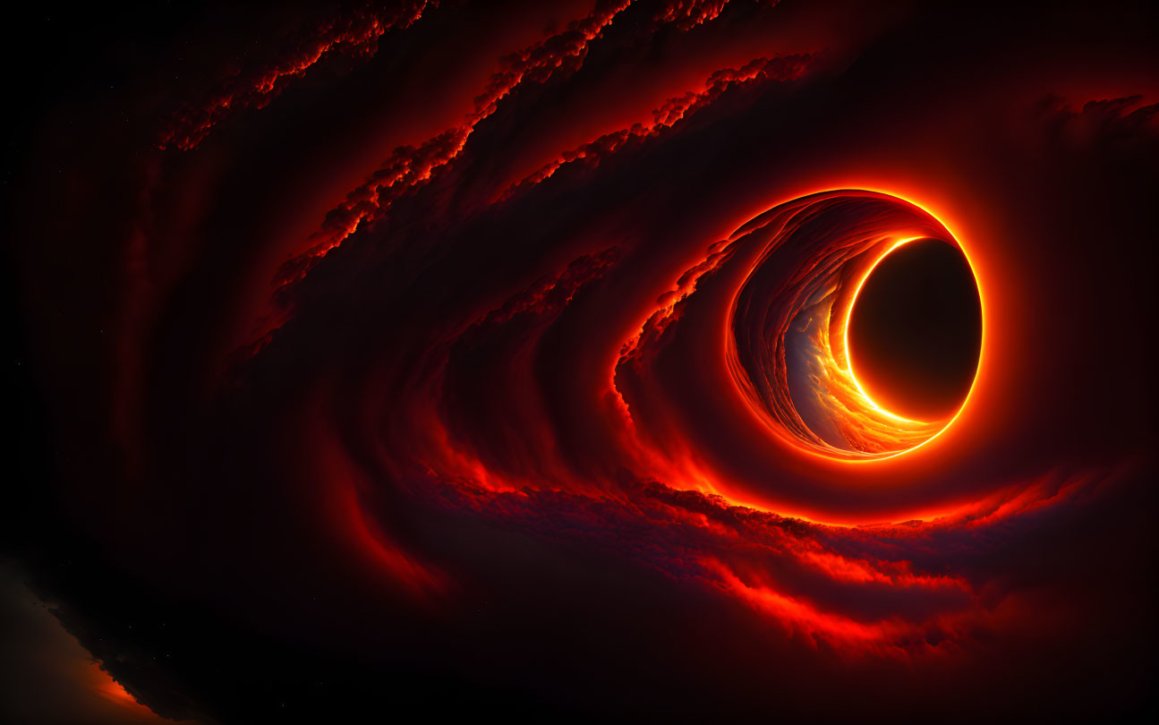 Swirling Vortex with Glowing Red and Orange Hues on Dark Background