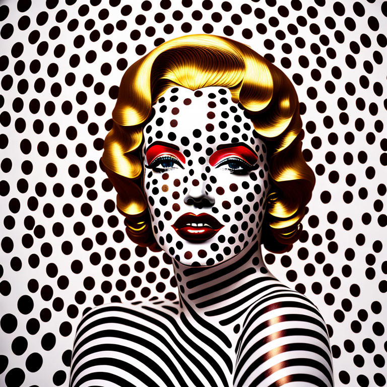 Blonde woman with bold makeup in pop art style