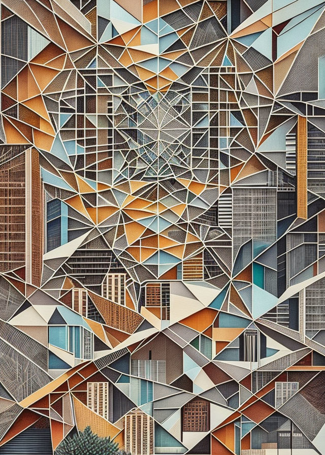 Cityscape Geometric Abstraction in Earth Tones